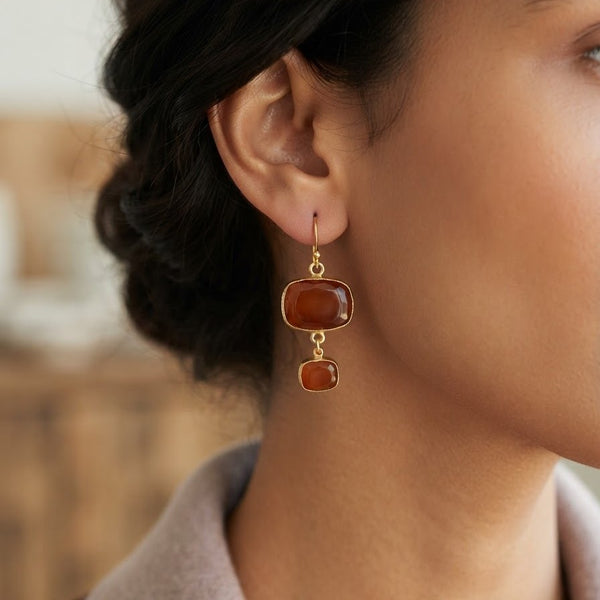 Double stone earrings