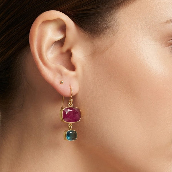 Double stone earrings