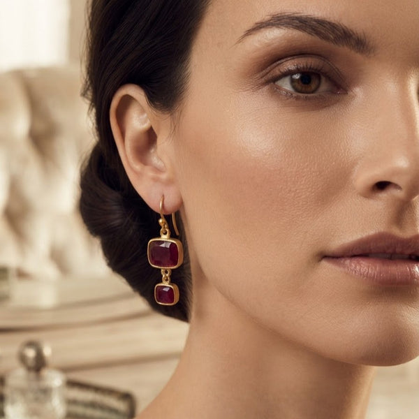 Double stone earrings