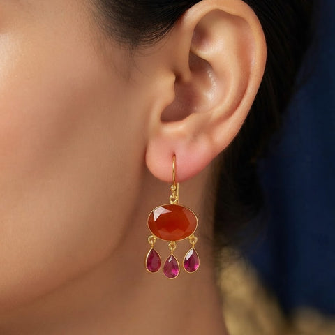 Triple stone earrings