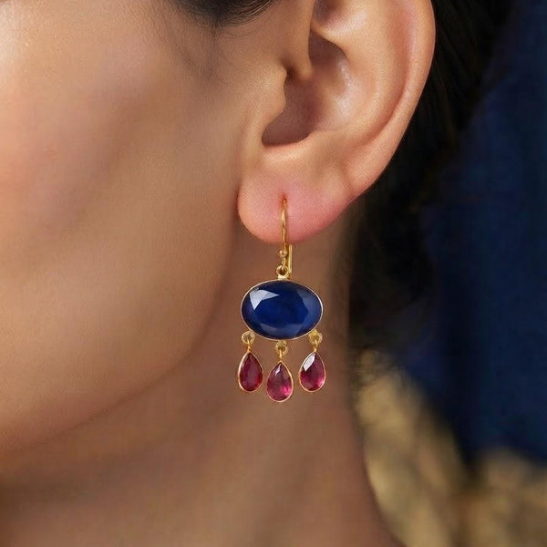 Triple stone earrings