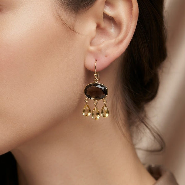 Triple stone earrings