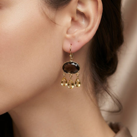 Triple stone earrings