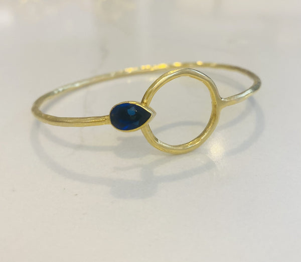 Bangle bracelet with semi precious stones