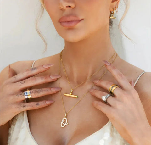 Crystal T bar necklace
