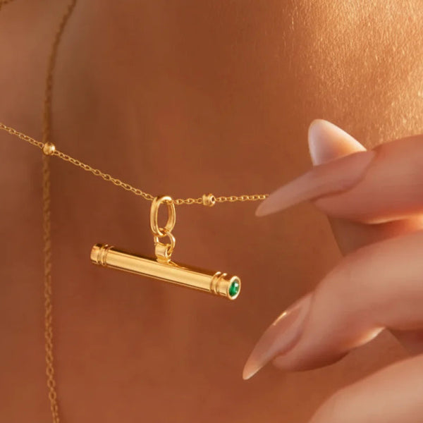 Crystal T bar necklace