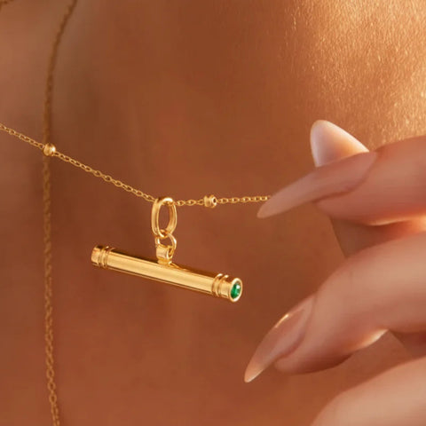 Crystal T bar necklace