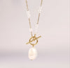 Delicate T bar pearl necklace
